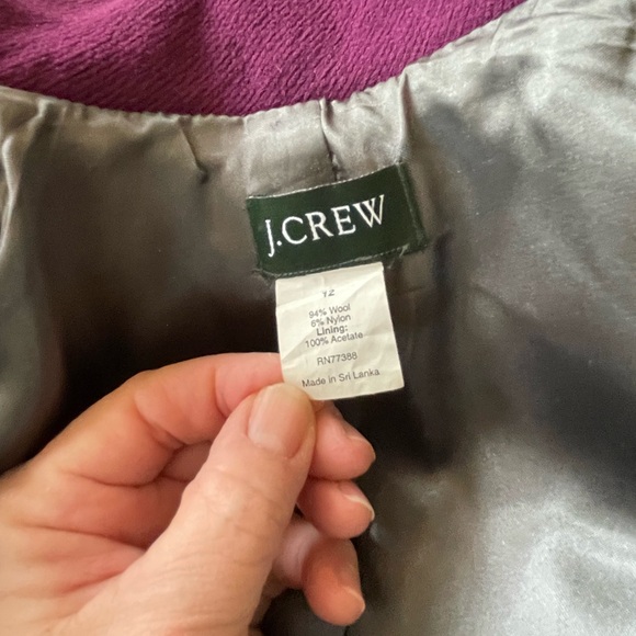 J Crew Size 12 Belted, Double Breasted Style, Plum, Wool Blend - Picture 7 of 11